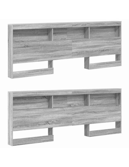 Letto Libreria Grigio sonoma 180 x 200 cm Legno multistrato