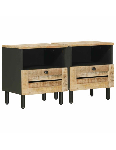 Comodino 2 pcs Marrone 40 x 33 x 46 cm Legno di mango massello