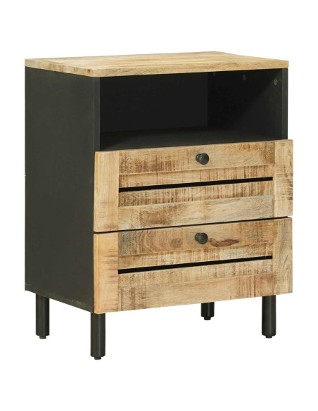 Comodino Marrone e Nero 50 x 33 x 60 cm Legno di mango massello