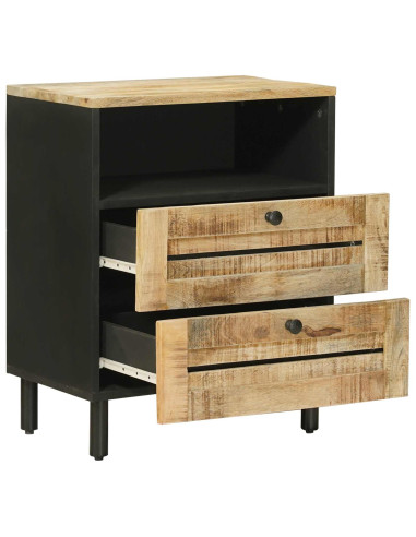 Comodino Marrone e Nero 50 x 33 x 60 cm Legno di mango massello