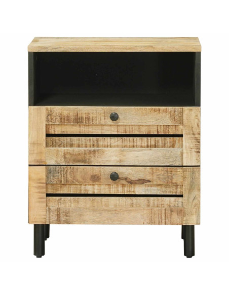 Comodino Marrone e Nero 50 x 33 x 60 cm Legno di mango massello