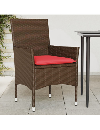 Sedie da Giardino con Cuscini 2 pz Marroni in Polyrattan