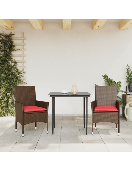 Sedie da Giardino con Cuscini 2 pz Marroni in Polyrattan