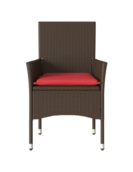 Sedie da Giardino con Cuscini 2 pz Marroni in Polyrattan