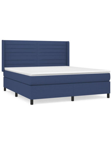 Giroletto a Molle con Materasso Blu 160x200 cm in Tessuto