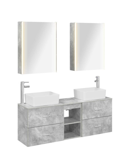 Set di mobili per il bagno 5 pcs Grigio Cemento