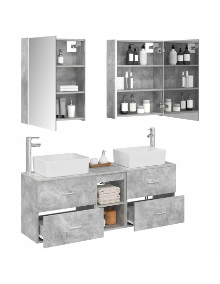 Set di mobili per il bagno 5 pcs Grigio Cemento