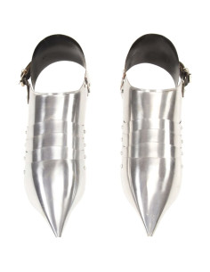 Scarpe d'Armi per Cavalieri Medievali LARP Argento in Acciaio