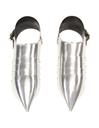 Scarpe d'Armi per Cavalieri Medievali LARP Argento in Acciaio