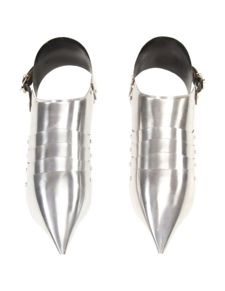 Scarpe d'Armi per Cavalieri Medievali LARP Argento in Acciaio