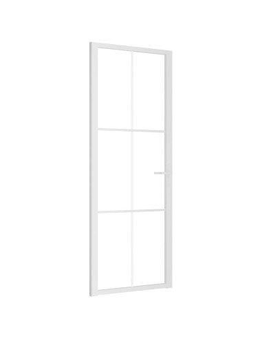 Porta Interna 76x201,5 cm Bianca in Vetro ESG e Alluminio