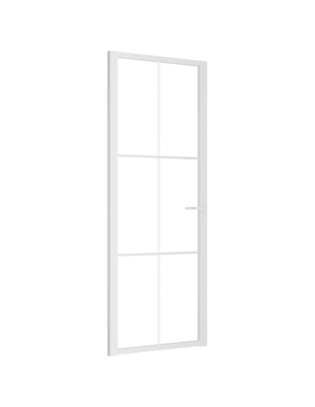 Porta Interna 76x201,5 cm Bianca in Vetro ESG e Alluminio