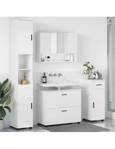 Set di mobili per il bagno con cassetto 4 pcs Bianco Lucido