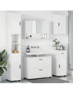 Set di mobili per il bagno con cassetto 5 pcs Bianco Lucido