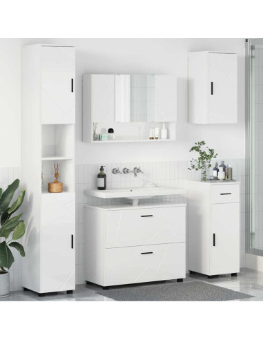 Set di mobili per il bagno con cassetto 5 pcs Bianco Lucido