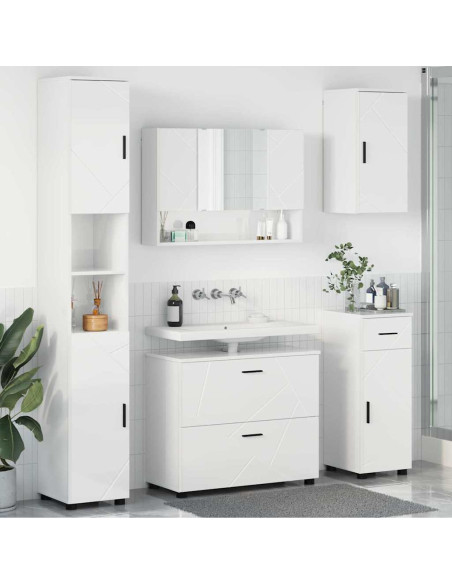 Set di mobili per il bagno con cassetto 5 pcs Bianco Lucido