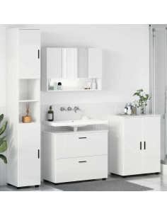 Set di mobili per il bagno con cassetto 4 pcs Bianco Lucido