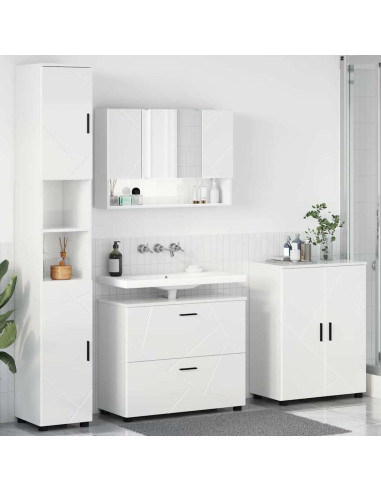 Set di mobili per il bagno con cassetto 4 pcs Bianco Lucido