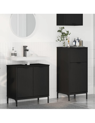 Set di mobili per il bagno con cassetto con porta 2 pcs Nero