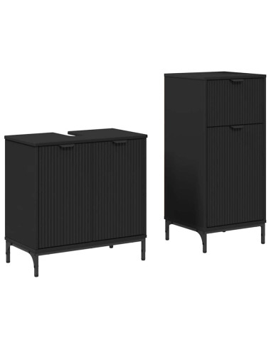 Set di mobili per il bagno con cassetto con porta 2 pcs Nero