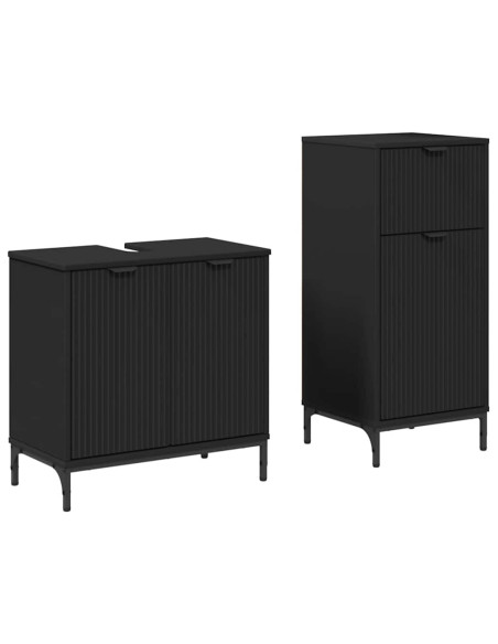 Set di mobili per il bagno con cassetto con porta 2 pcs Nero