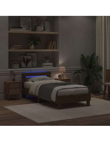 Struttura del letto con led Rovere artigianale 90 x 200 cm