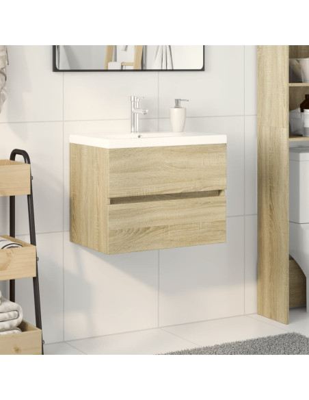 Set Mobili da Bagno 2 pz in Ceramica e Legno Multistrato