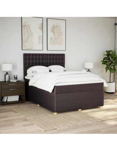 Giroletto a Molle con Materasso Marrone Scuro 160x200cm Tessuto