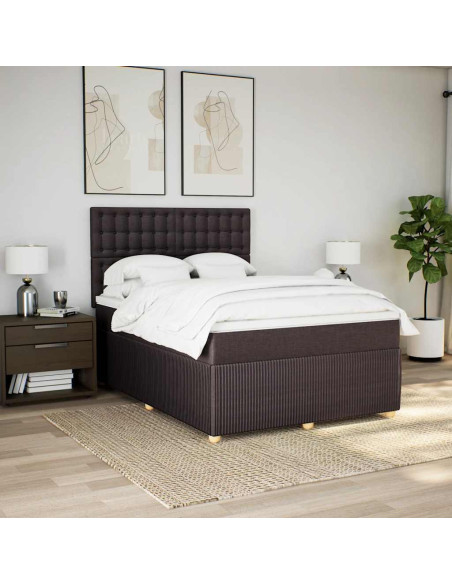 Giroletto a Molle con Materasso Marrone Scuro 160x200cm Tessuto