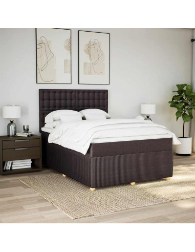 Giroletto a Molle con Materasso Marrone Scuro 160x200cm Tessuto