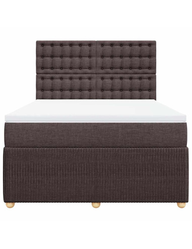 Giroletto a Molle con Materasso Marrone Scuro 160x200cm Tessuto