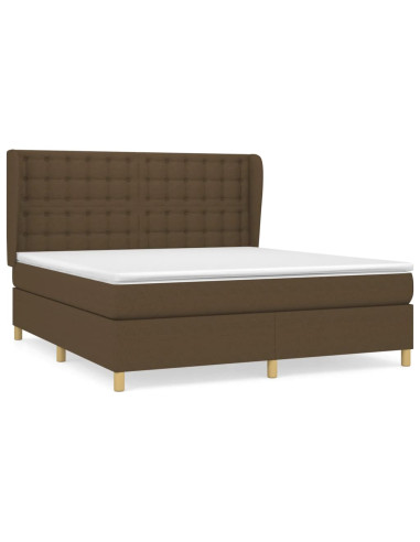 Giroletto a Molle con Materasso Marrone Scuro 160x200cm Tessuto