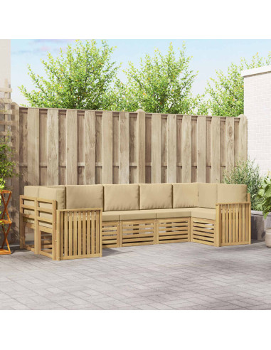Set di divani da esterno 7 pcs Bianco e Beige