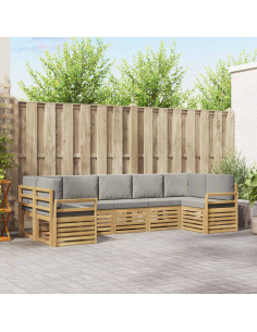 Set di divani da esterno 7 pcs Bianco e Grigio Chiaro