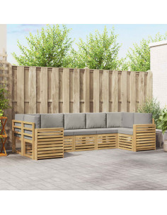 Set di divani da esterno 7 pcs Bianco e Grigio Chiaro