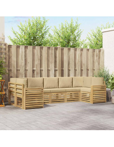 Set di divani da esterno 7 pcs Bianco e Beige