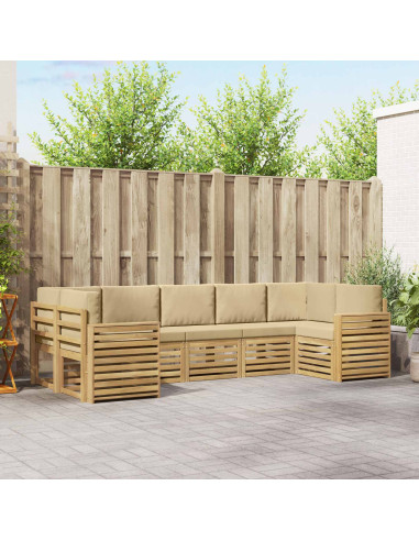 Set di divani da esterno 7 pcs Bianco e Beige