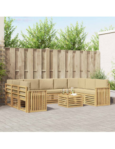 Set di divani da esterno 10 pcs Bianco e Beige 59 x 59 x 37 cm