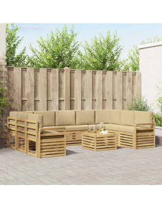 Set di divani da esterno 10 pcs Bianco e Beige 59 x 59 x 37 cm