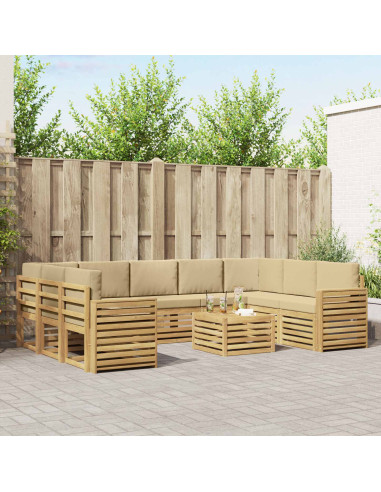 Set di divani da esterno 10 pcs Bianco e Beige 59 x 59 x 37 cm