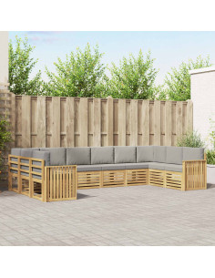 Set di divani da esterno 10 pcs Bianco e Grigio Chiaro