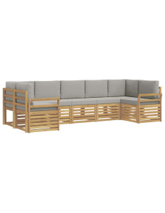 Set di divani da esterno 7 pcs Bianco e Grigio Chiaro 2