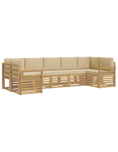 Set di divani da esterno 7 pcs Bianco e Beige