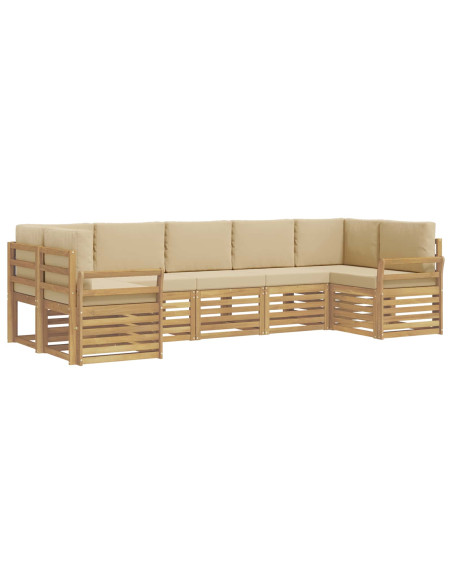 Set di divani da esterno 7 pcs Bianco e Beige