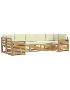 Set di divani da esterno 7 pcs Bianco e Crema 2