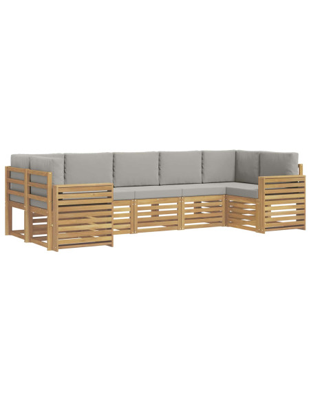 Set di divani da esterno 7 pcs Bianco e Grigio Chiaro