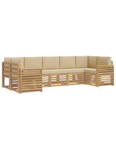 Set di divani da esterno 7 pcs Bianco e Beige 2