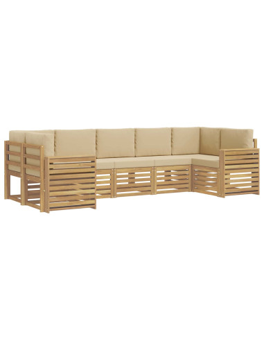 Set di divani da esterno 7 pcs Bianco e Beige