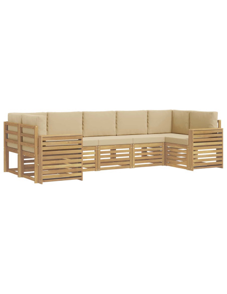 Set di divani da esterno 7 pcs Bianco e Beige