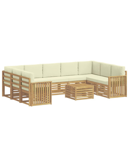 Set di divani da esterno 10 pcs Bianco e Crema 59 x 59 x 37 cm